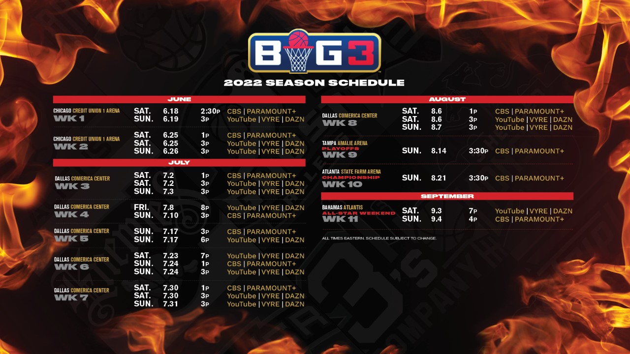 BIG3 Announces Global Partnership with DAZN, Full Broadcast Schedule, Playoffs and Championship